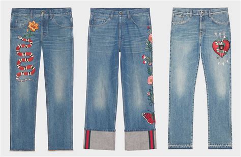 gucci embroidered jeans replica